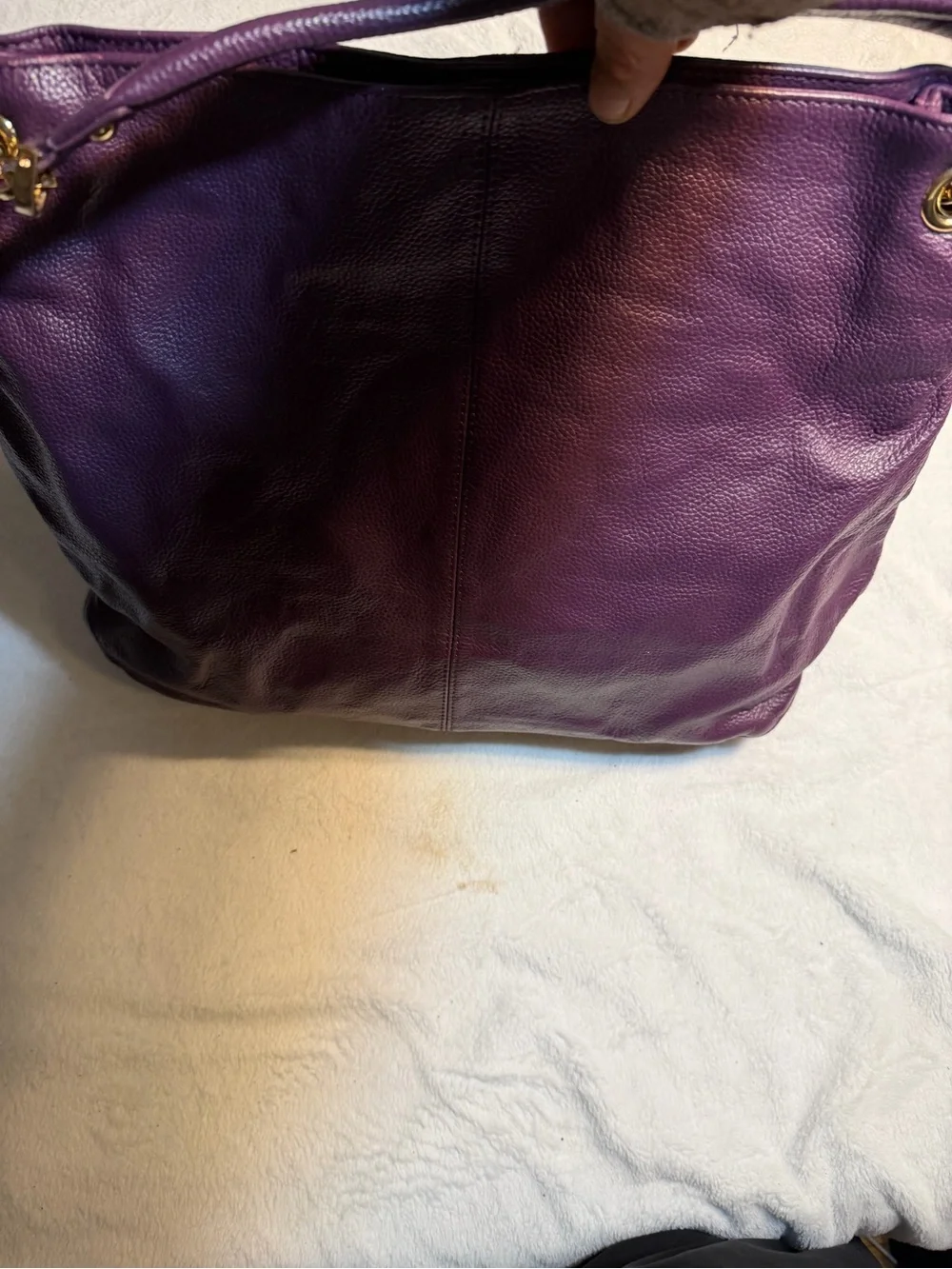 Deep Purple Pebbled Leather Shoulder Bag with Gold Hardware Lot of bags